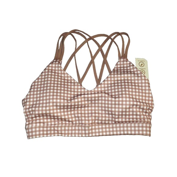 LA+Image Cute Gingham Padded Strappy Back Sports Bra Size Large - Picture 3 of 7